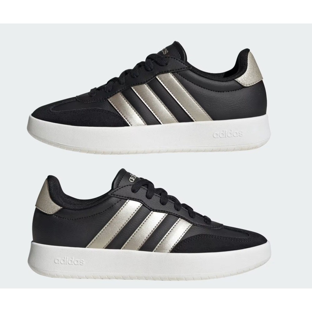 adidas Barreda Women's Sneakers Black Gold Metallic Low Top Shoes JI4906 Size 8